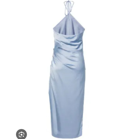 Jonathan Simkhai Hansel Halter Neck Blue Satin Midi Dress Size 6 - Picture 2 of 7